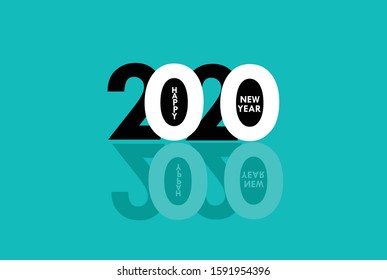 Happy New Year 2020 logo text design. Cover of business diary for 2020 with wishes. Brochure design template, banner. 