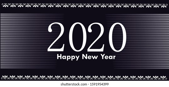 Happy New Year 2020 logo text design. Cover of business diary for 2020 with wishes. Brochure design template, banner. 