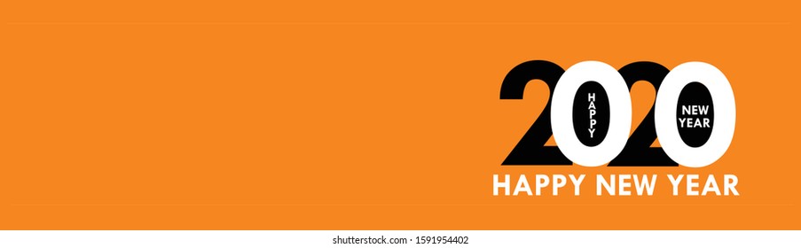 Happy New Year 2020 logo text design. Cover of business diary for 2020 with wishes. Brochure design template, banner. 