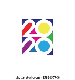 Happy New Year 2020 logo text design. Cover of business diary for 2020 with wishes. Brochure design template, card, banner. Vector illustration. full color