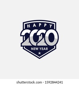 Happy New Year 2020 logo text design. Cover of business diary for 2020 with wishes. Brochure design template, greeting card, banners. Vector illustration. Isolated on white background.