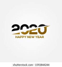 Happy New Year 2020 logo text design. Cover of business diary for 2020 with wishes. Brochure design template, greeting card, banners. Vector illustration. Isolated on white background.