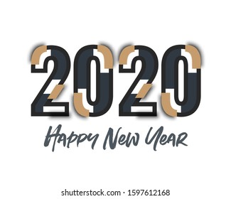 Happy New Year 2020 logo text design. Cover of business Planner for 2020 with wishes. Brochure design template, card, banner.