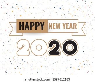 Happy New Year 2020 logo text design. Cover of business Planner for 2020 with wishes. Brochure design template, card, banner.