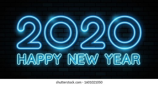 Happy New Year 2020 logo text design. Cover of business Planner for 2020 with wishes. Brochure design template, card, banner.