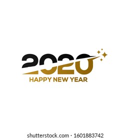 Happy New Year 2020 logo text design. Cover of business diary for 2020 with wishes. Brochure design template, greeting card, banners. Vector illustration. Isolated on white background.