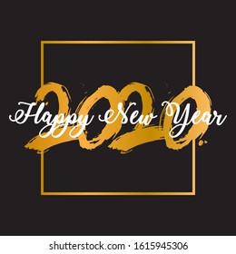 Happy New Year 2020 Logo Text Design. Vector Illustration isolated on solid background.