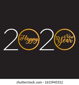 Happy New Year 2020 Logo Text Design. Vector Illustration isolated on solid background.