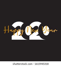 Happy New Year 2020 Logo Text Design. Vector Illustration isolated on solid background.