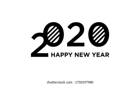 Happy New Year 2020 logo text design. Cover of business diary. Brochure design template, card, banner. Vector illustration. Isolated on white background