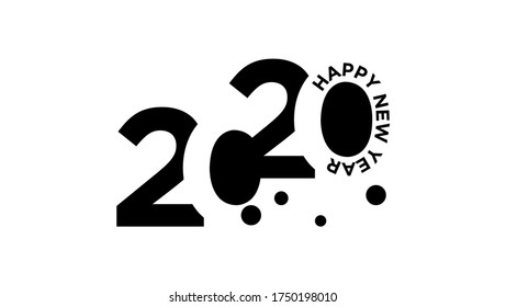 Happy New Year 2020 logo text design. Cover of business diary. Brochure design template, card, banner. Vector illustration. Isolated on white background