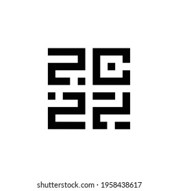 Happy New Year 2020 logo text design. Vector modern geometric minimalistic text with black numbers. Isolated on white background. Concept design. The Year Of The White Metal Bull.