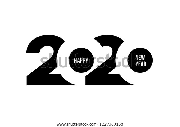 Happy New\
Year 2020 logo text design. Cover of business diary for 2020 with\
wishes. Brochure design template, card, banner. Vector\
illustration. Isolated on white\
background.