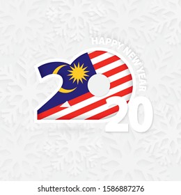 Happy New Year 2020 for Malaysia on snowflake background. Greeting Malaysia with new 2020 year.