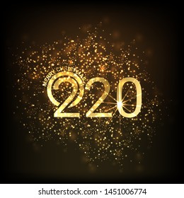 Happy New Year 2020 - Marry Christmas background with gold 2020 - Vector