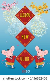 Happy New Year 2020, merry christmas. Happy Chinese New Year 2020 year of the rat