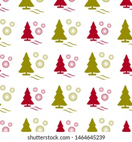 Happy new year 2020, Merry Christmas. Vector seamless pattern with Christmas trees. Design for poster, party card, wrapping, fabric, print.