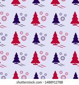 Happy new year 2020, Merry Christmas. Vector seamless pattern with Christmas trees. Design for poster, party card, wrapping, fabric, print.
