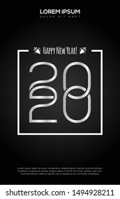 Happy new year 2020 message with golden glitter dust isolated on black background. Suitable for wallpaper, holiday card or luxury party invitation.
