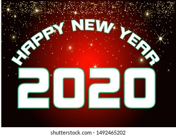 Happy New Year 2020 modern text design.