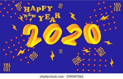 Happy New Year 2020! modern abstract background. 3D design concept. for holidays invited, greetings and invitations, cards. Vector illustration