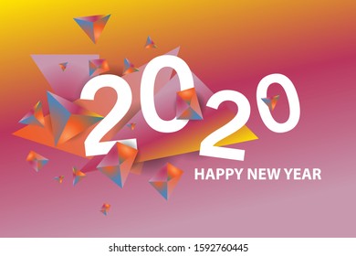 Happy new year 2020 with modern gradient style. flyer, card, brochure, celebration, vector illustration