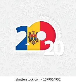 Happy New Year 2020 for Moldova on snowflake background. Greeting Moldova with new 2020 year.