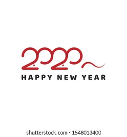 Happy New Year 2020 with Mouse Concept Logo Vector Icon Illustration