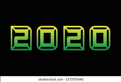 Happy New Year 2020 with neon color