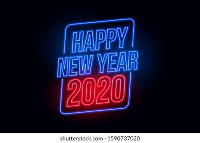 happy new year 2020 in neon style background