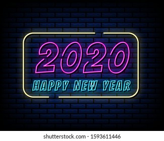 Happy new year 2020 neon sign