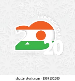 Happy New Year 2020 for Niger on snowflake background. Greeting Niger with new 2020 year.