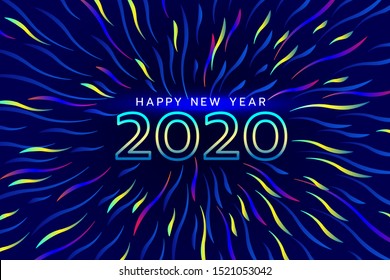 Happy New Year 2020 number and text vector design for greeting poster and cards, calendars, banners, site, business card, covers.