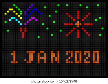 Happy New Year 2020 on digital score board , electronic date month year symbol