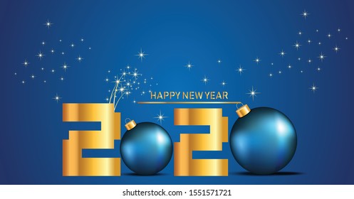 Happy New Year 2020 on beautiful background