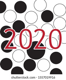 happy new year 2020 on circle pattern background.Vector illustration.
