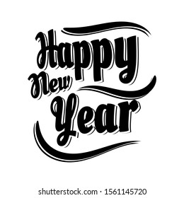 Happy New Year 2020 on White Background. 
hand drawn curve and swirl of new year 2020 
celebrations gretting card Creative Design Concept Image.
Illustration of New Year Eve 2020.