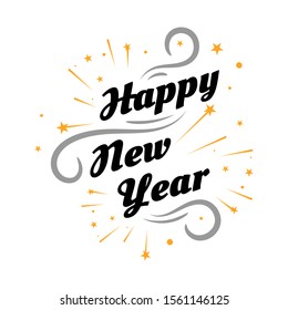 Happy New Year 2020 on White Background. 
hand drawn curve and swirl of new year 2020 
celebrations gretting card Creative Design Concept Image.
Illustration of New Year Eve 2020.