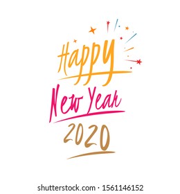 Happy New Year 2020 on White Background. Illustration of New Year Eve 2020. 
Splashing firework of new year 2020 celebrations Creative Design Concept Image.