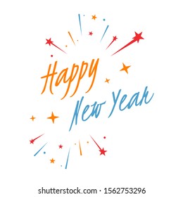 Happy New Year 2020 on White Background. Illustration of New Year Eve 2020. 
Splashing firework of new year 2020 celebrations Creative Design Concept Image.