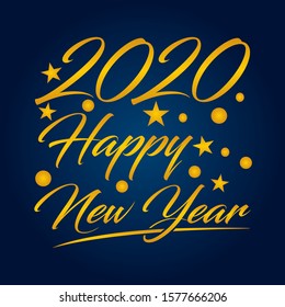 happy new year 2020 on blue gradient background