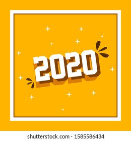Happy new year 2020 with orange and simple minimalist