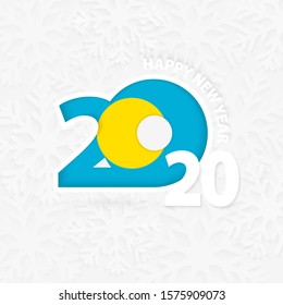 Happy New Year 2020 for Palau on snowflake background. Greeting Palau with new 2020 year.