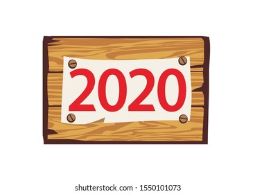 Happy new year 2020 paper / text. Vector illustration.
