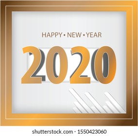 Happy new year 2020 with paper cutting style, number design - vector