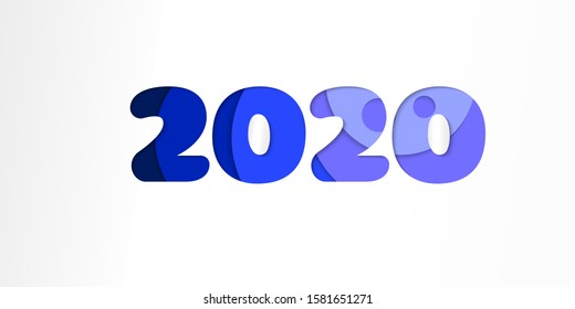 happy new year 2020 with a paper cut style