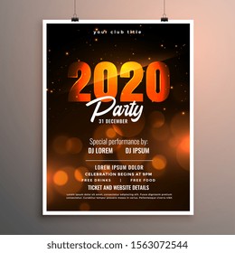 happy new year 2020 party celebration flyer template design