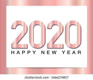 Happy New Year 2020, Pink Vector on white and pink background For New Year's Day Cards. illustration, EPS.10