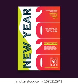 Happy New Year 2020 Poster Ready to Print Vector Template