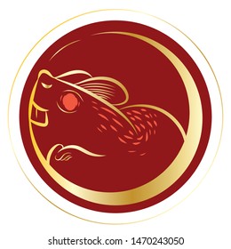 Happy new year 2020 year of the rat zodiac. The animal of the Chinese zodiac. Hand drawn vector illustration.